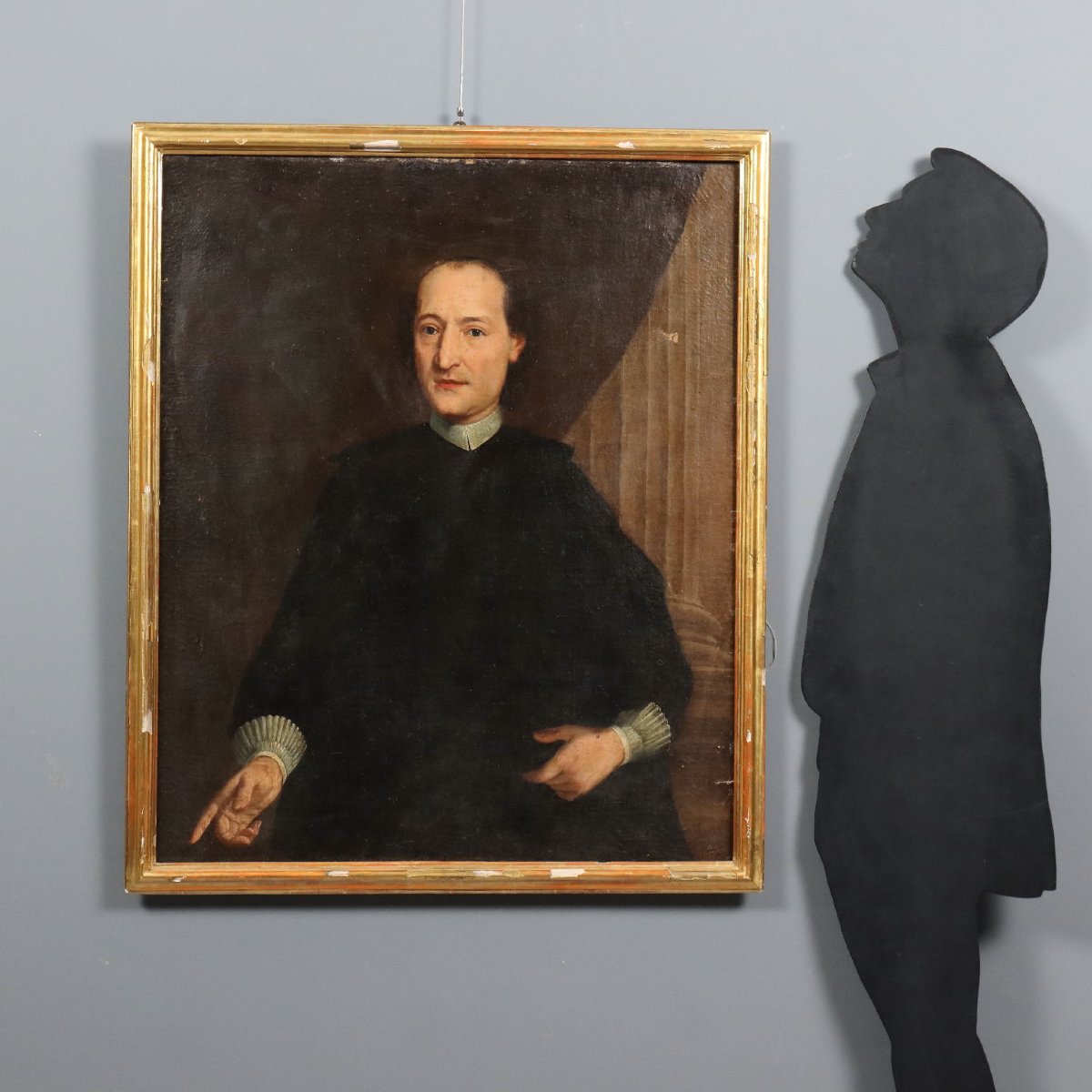 Tableau Ancien Portrait d'un Homme d'Église Italie XVIIIe Siècle Original-photo-2