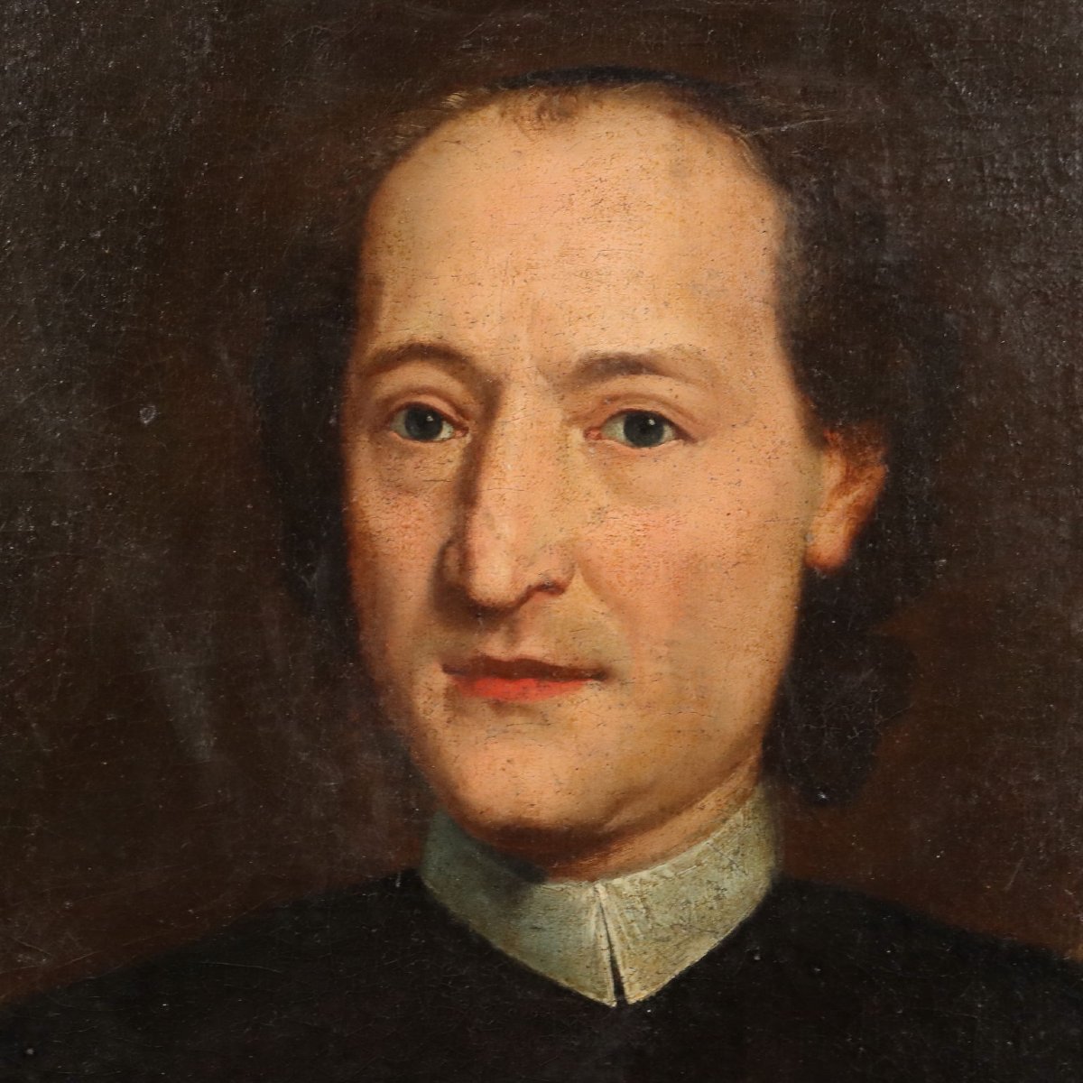 Tableau Ancien Portrait d'un Homme d'Église Italie XVIIIe Siècle Original-photo-4