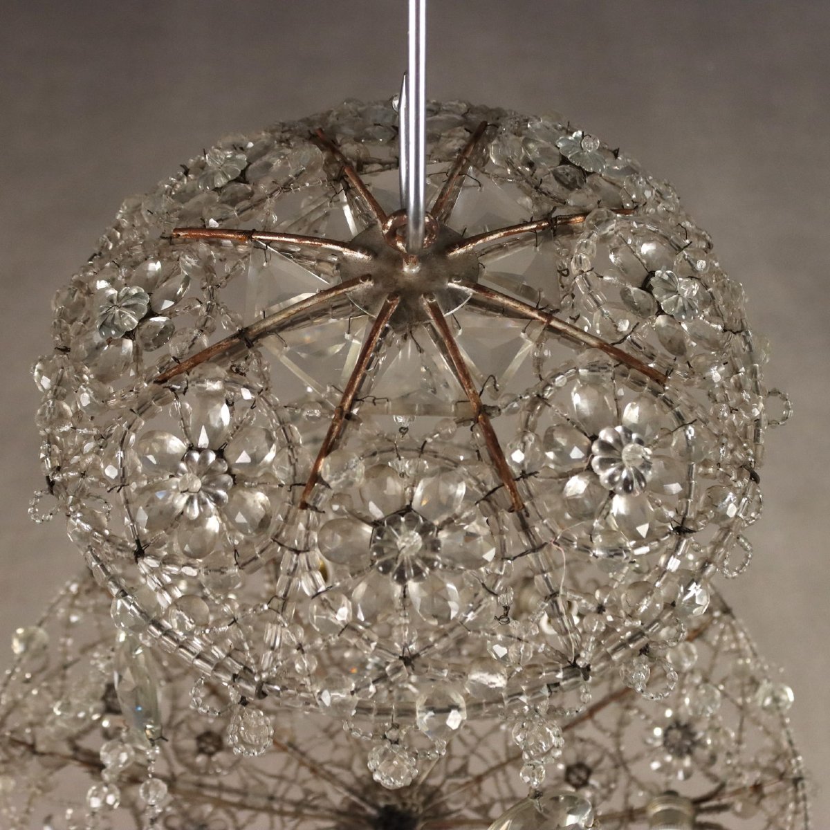 Lustre en Verre avec Perles et Gouttes  Italie, fin du XIXe siècle-photo-3
