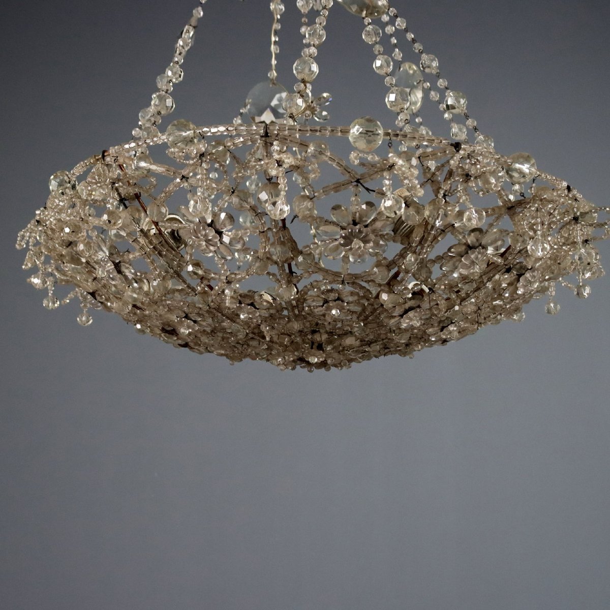 Lustre en Verre avec Perles et Gouttes  Italie, fin du XIXe siècle-photo-2