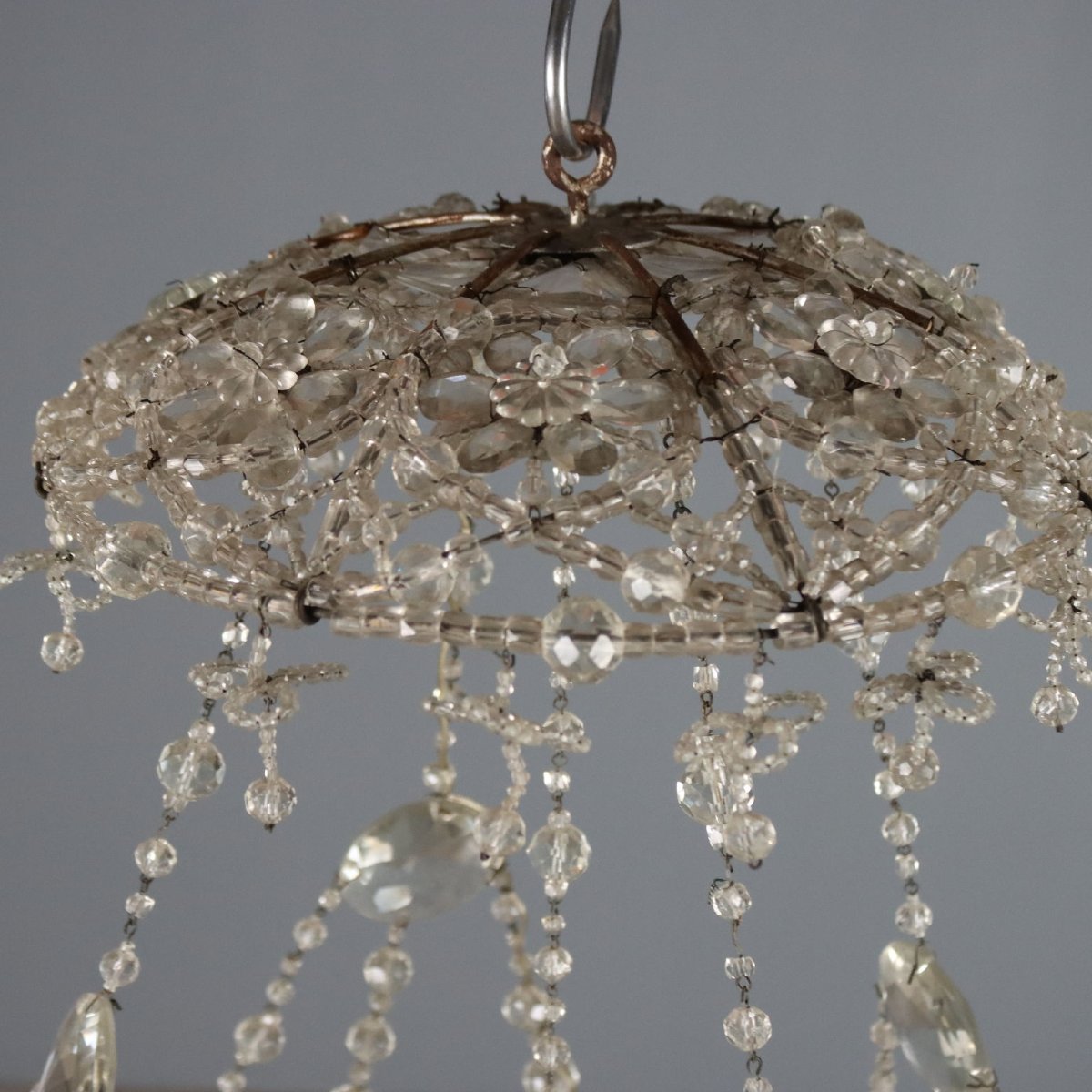 Lustre en Verre avec Perles et Gouttes  Italie, fin du XIXe siècle-photo-4
