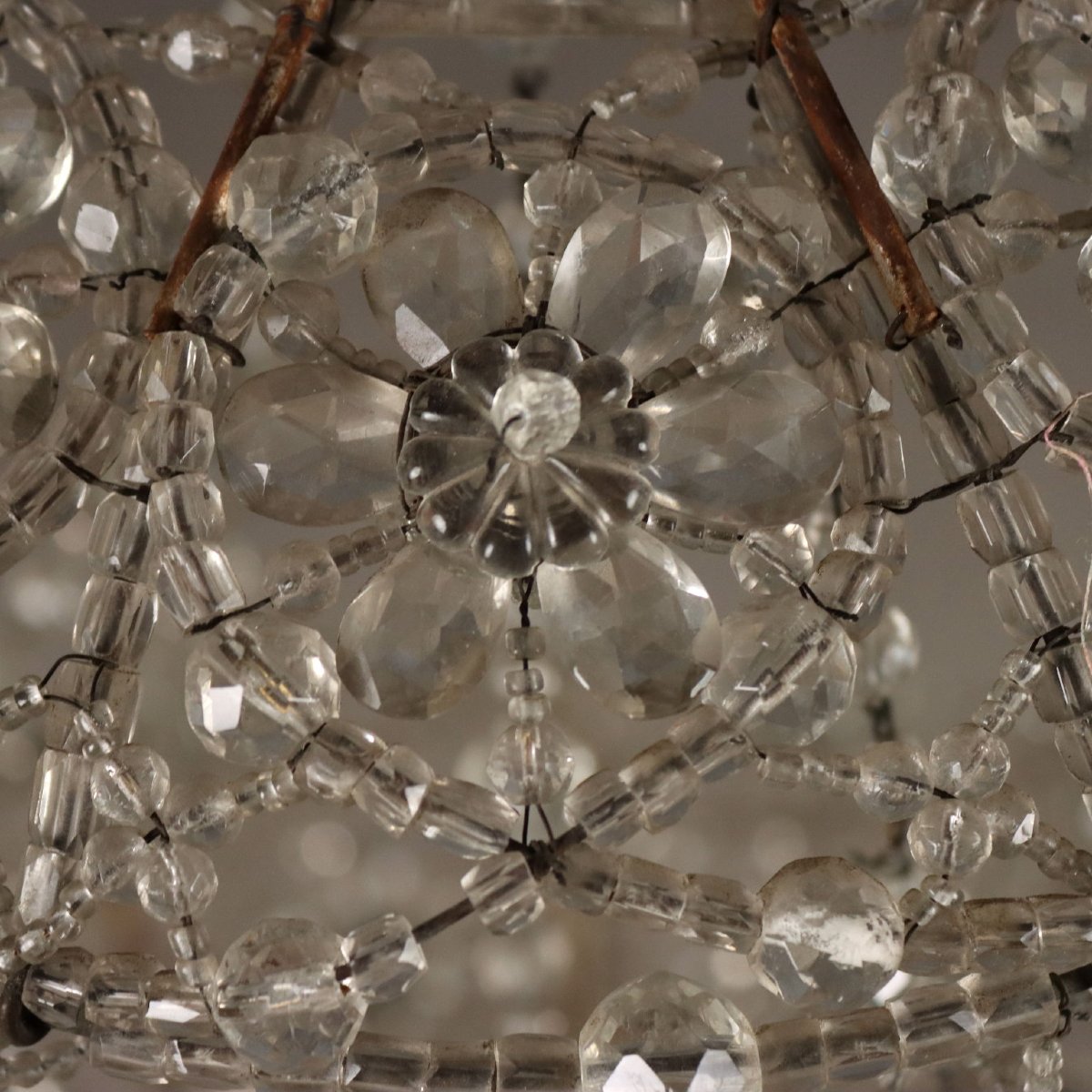 Lustre en Verre avec Perles et Gouttes  Italie, fin du XIXe siècle-photo-5