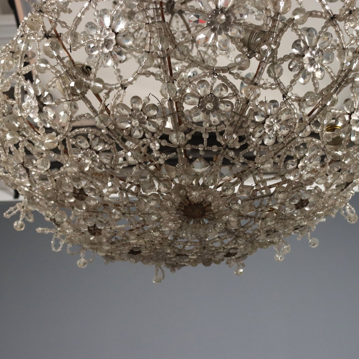 Lustre en Verre avec Perles et Gouttes  Italie, fin du XIXe siècle-photo-7