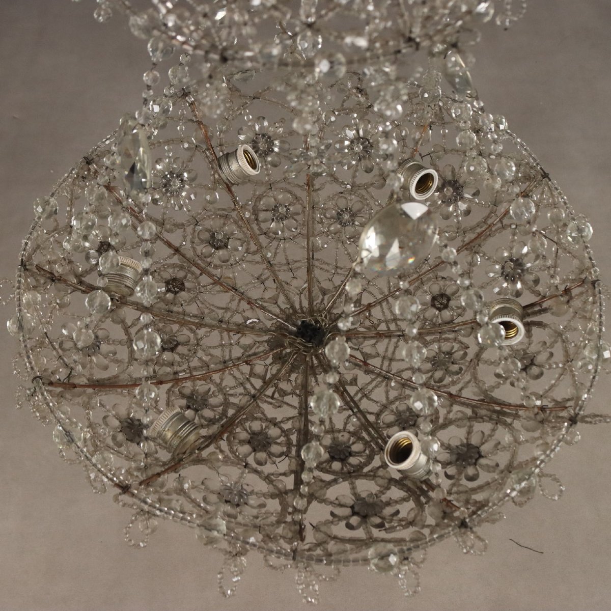 Lustre en Verre avec Perles et Gouttes  Italie, fin du XIXe siècle-photo-8