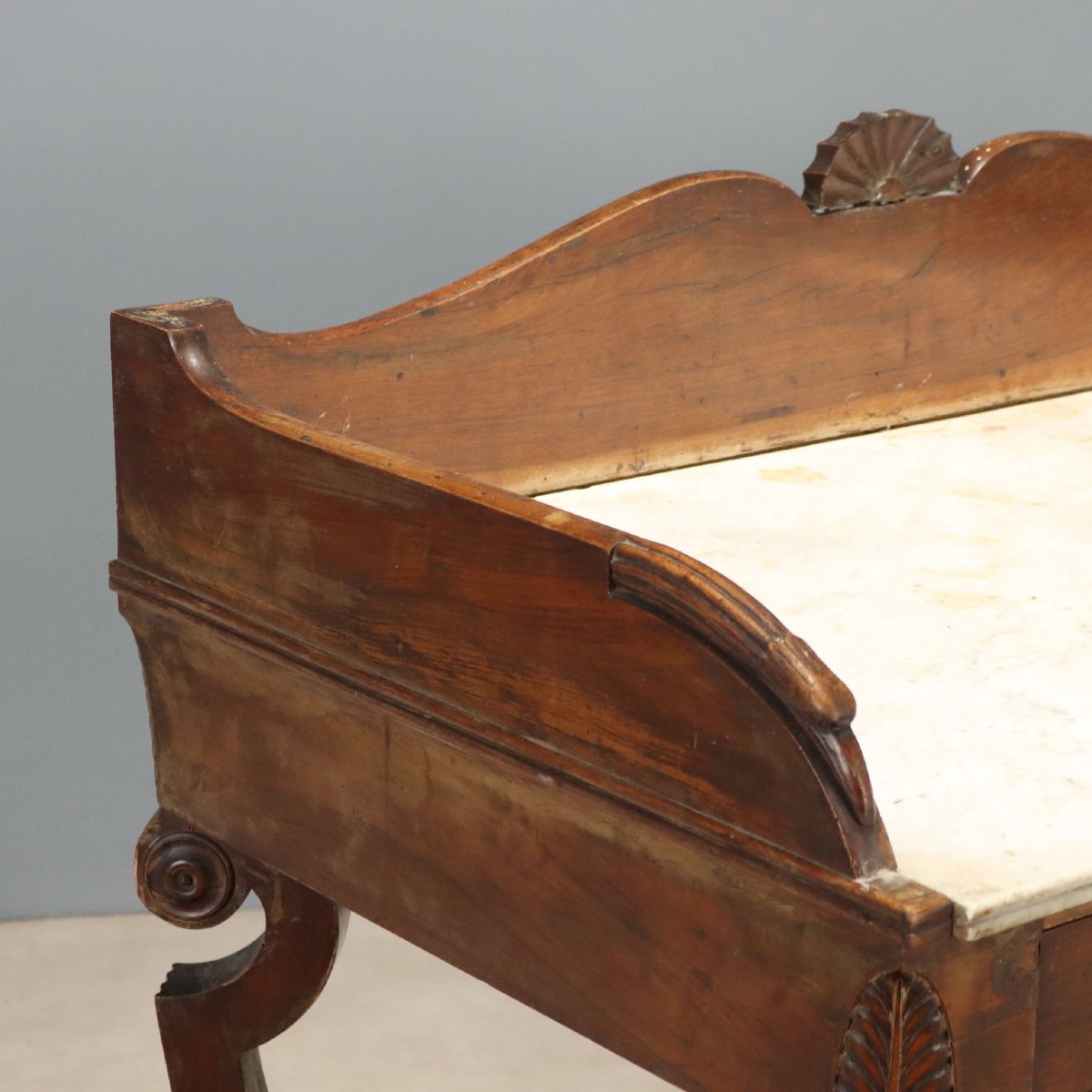 Bureau Empire en Noyer avec Plateau en Marbre - Début XIXe Siècle-photo-4
