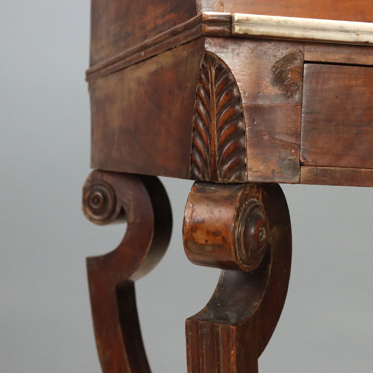 Bureau Empire en Noyer avec Plateau en Marbre - Début XIXe Siècle-photo-2