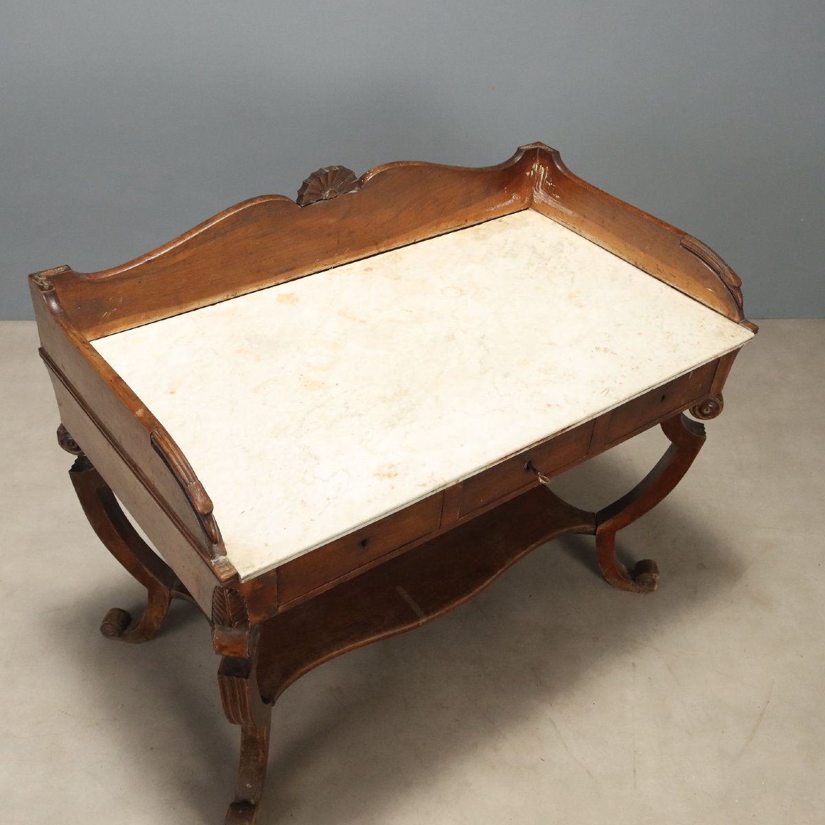 Bureau Empire en Noyer avec Plateau en Marbre - Début XIXe Siècle-photo-5