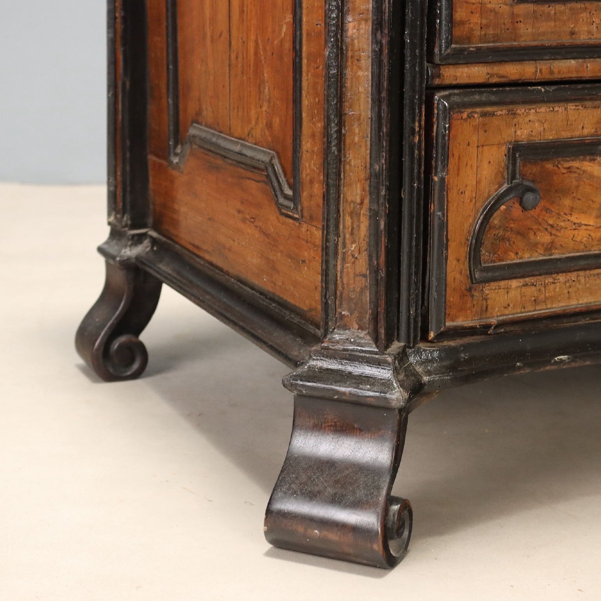 Walnut And Walnut Burl Folding Table With Ebonized Details, Lombardy, Mid-18th Century-photo-8
