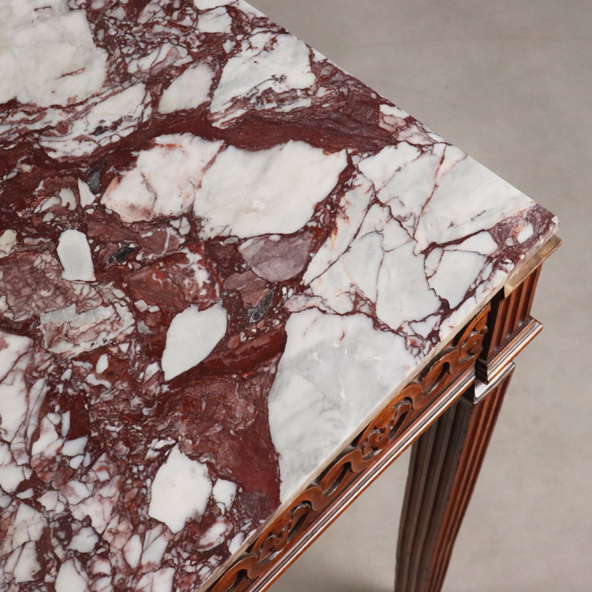 Console Néoclassique en Noyer avec Plateau en Marbre Piémont, troisième quart du XVIIIe siècle-photo-2