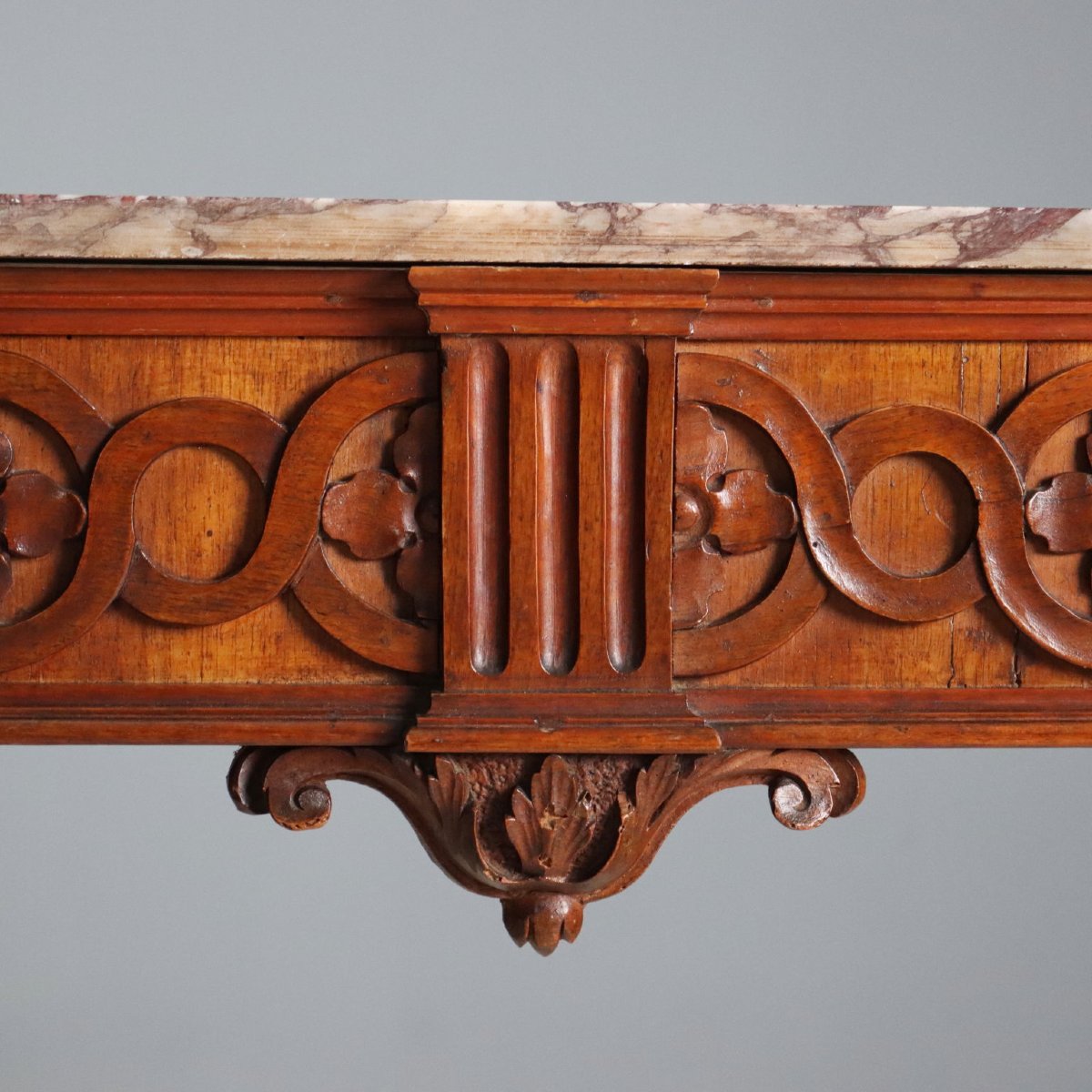 Console Néoclassique en Noyer avec Plateau en Marbre Piémont, troisième quart du XVIIIe siècle-photo-7