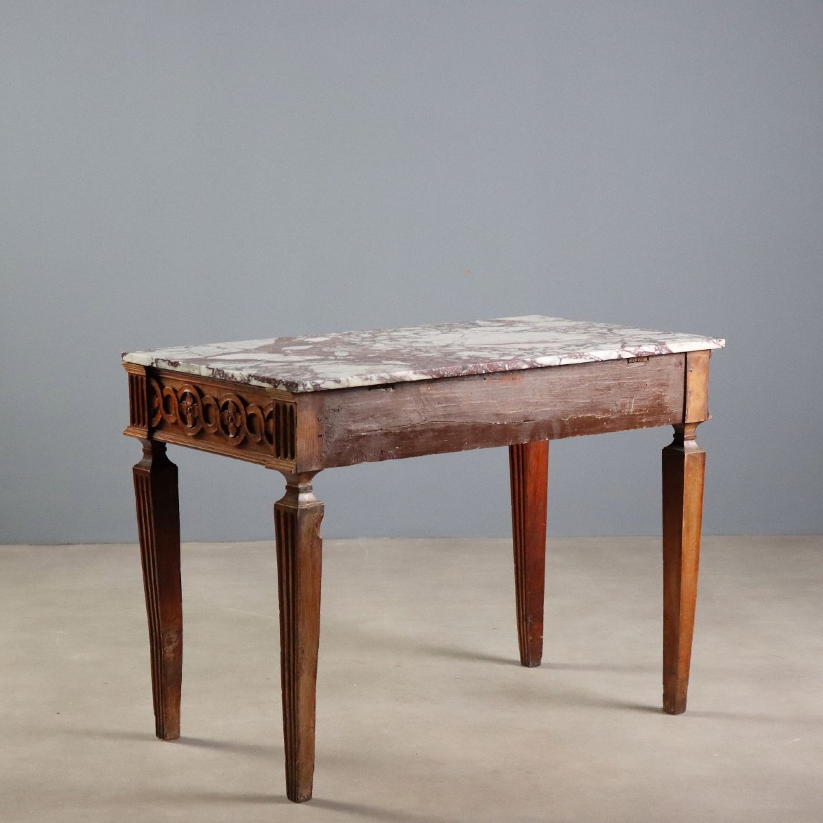 Console Néoclassique en Noyer avec Plateau en Marbre Piémont, troisième quart du XVIIIe siècle-photo-8