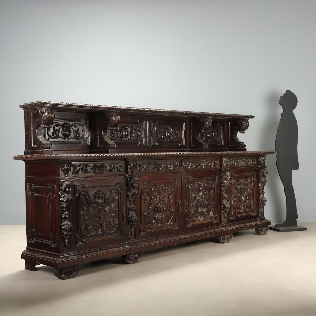 Buffet Néo-Renaissance en Noyer Ébonisé Italie, fin du XIXe siècle-photo-2