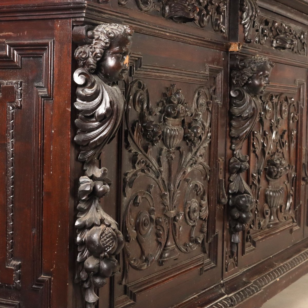 Buffet Néo-Renaissance en Noyer Ébonisé Italie, fin du XIXe siècle-photo-4