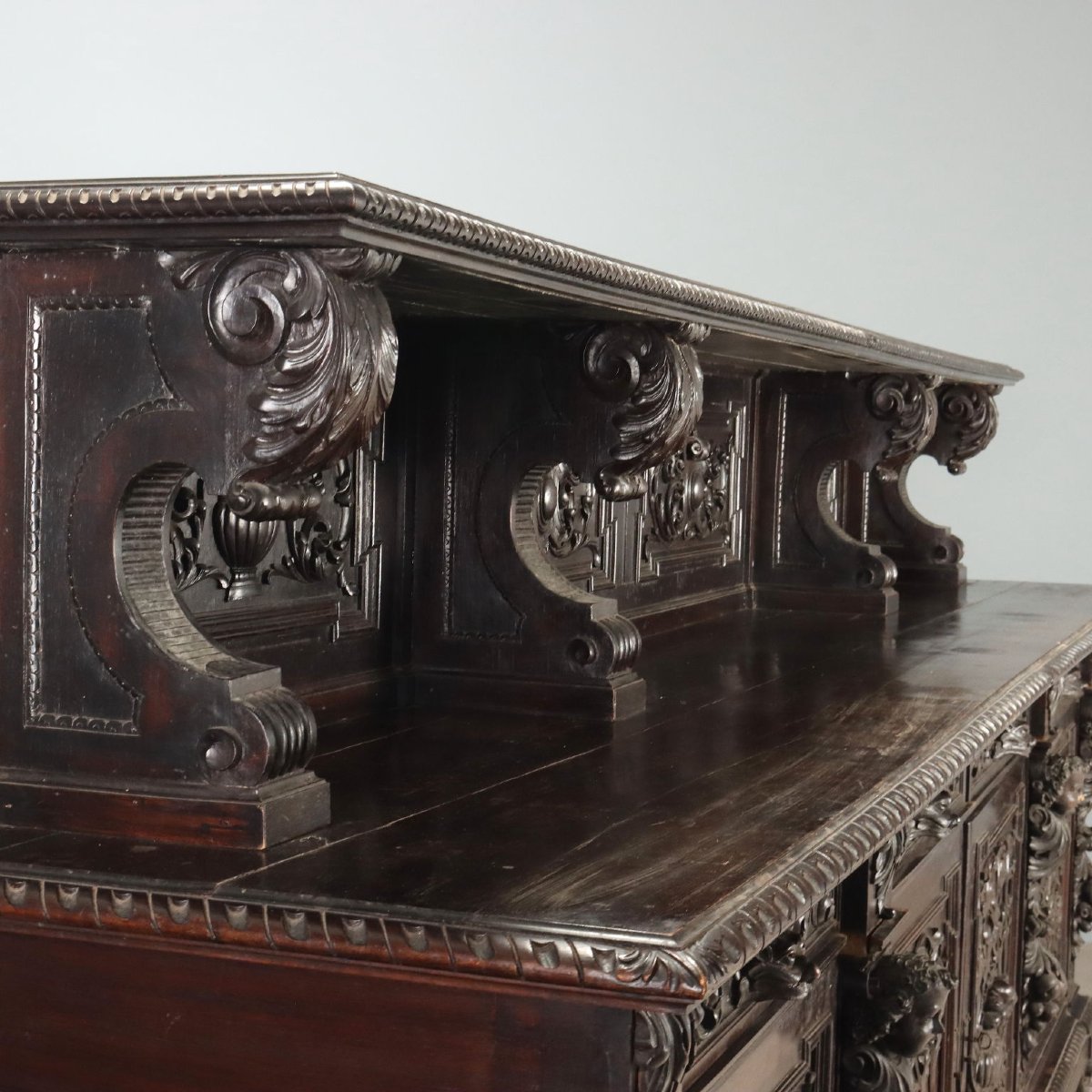 Buffet Néo-Renaissance en Noyer Ébonisé Italie, fin du XIXe siècle-photo-5