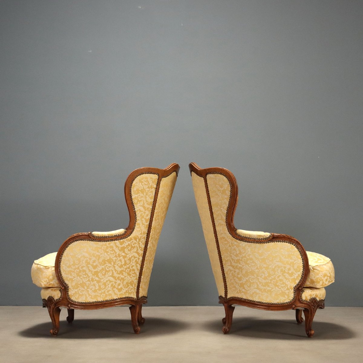 Paire de Fauteuils en Noyer - Italie XXe Siècle-photo-2