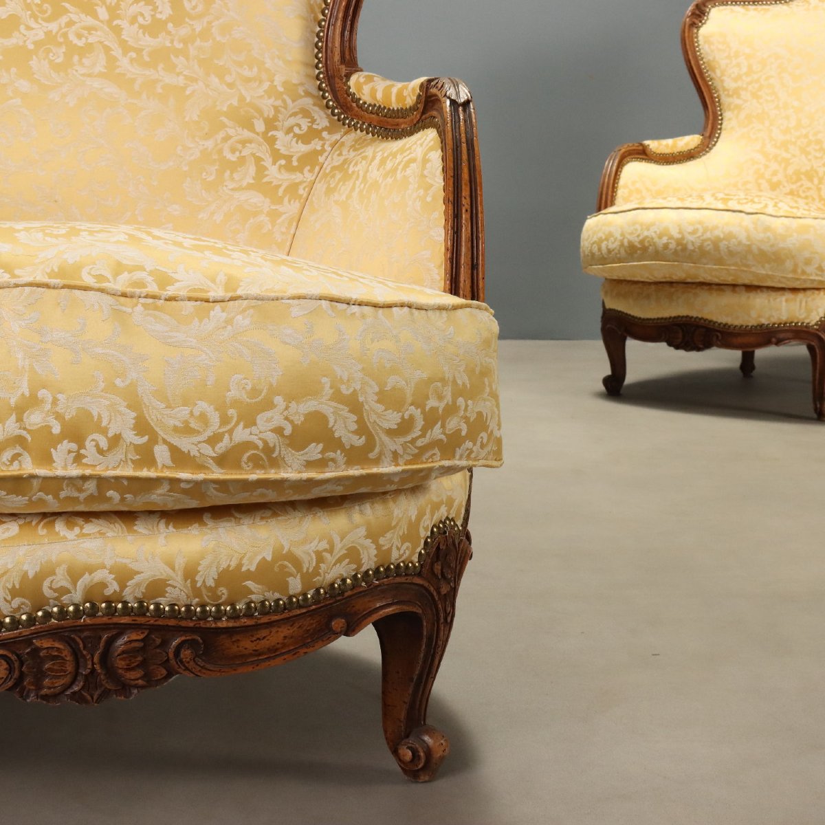 Paire de Fauteuils en Noyer - Italie XXe Siècle-photo-3