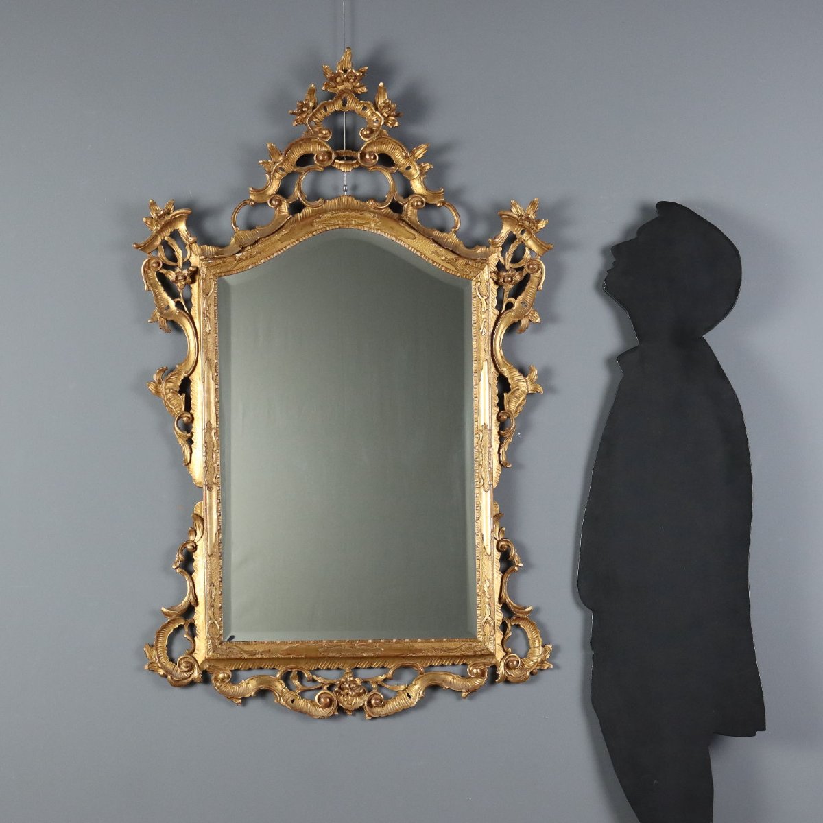 Early 20th-century Italian Barocchetto-style Gilded Wooden Mirror-photo-2