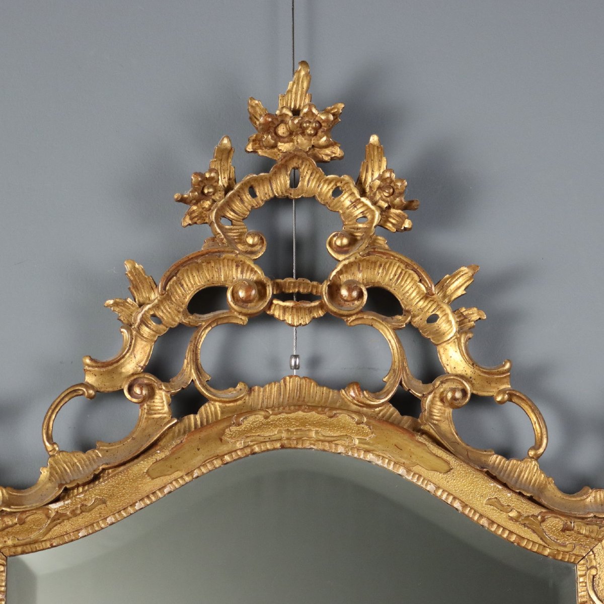 Early 20th-century Italian Barocchetto-style Gilded Wooden Mirror-photo-4