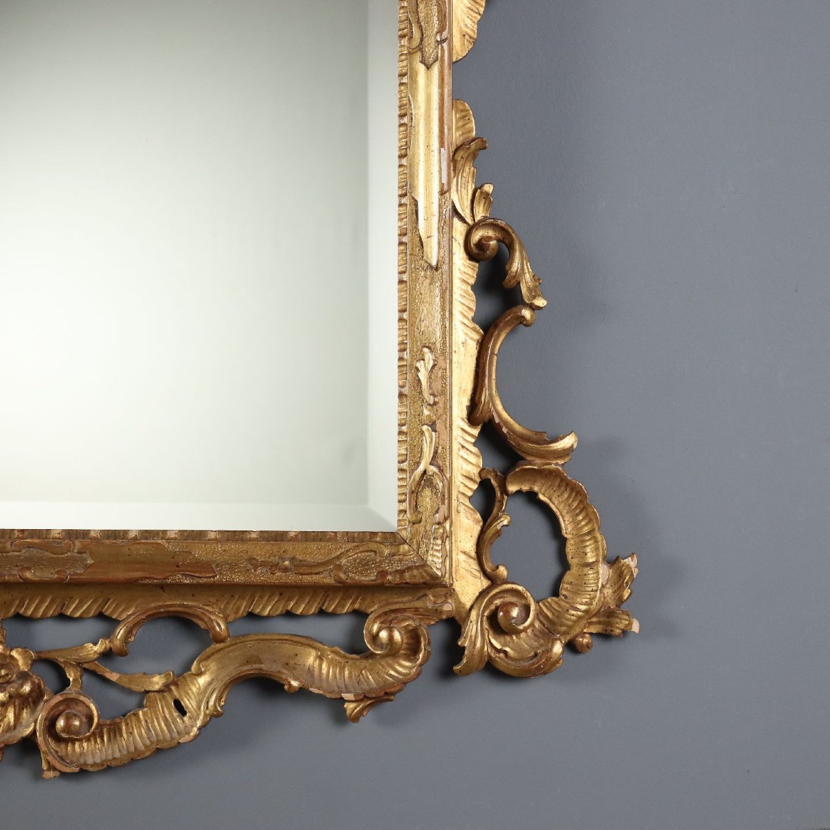 Early 20th-century Italian Barocchetto-style Gilded Wooden Mirror-photo-3
