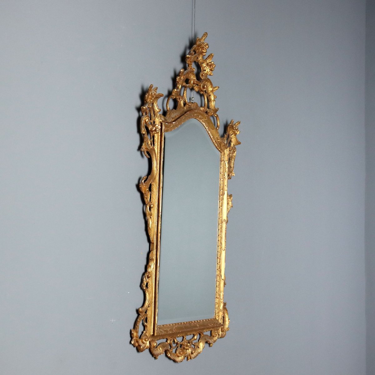 Early 20th-century Italian Barocchetto-style Gilded Wooden Mirror-photo-4