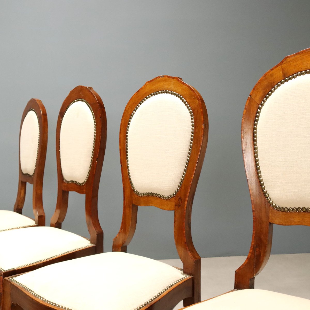 Walnut Chairs With Rosewood Trim, Italy, Mid-19th Century-photo-3
