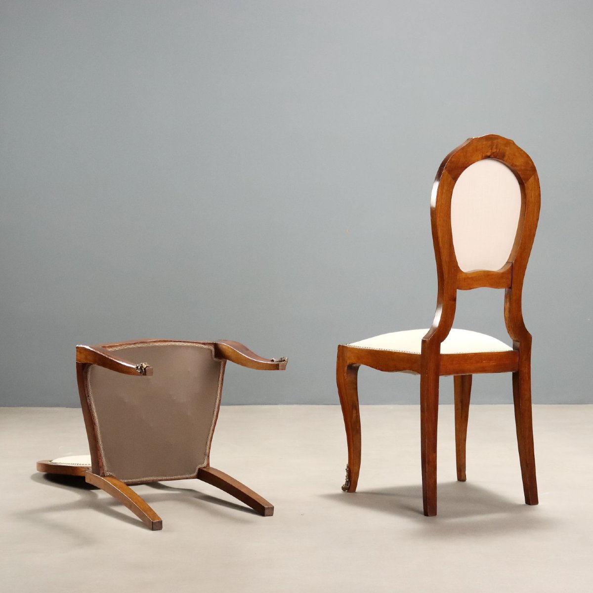 Walnut Chairs With Rosewood Trim, Italy, Mid-19th Century-photo-5