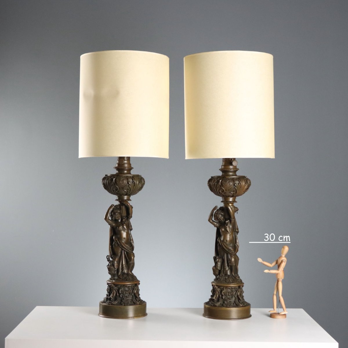 Neoclassical-style Bronze Table Lamps, Italy, Early 20th Century-photo-2