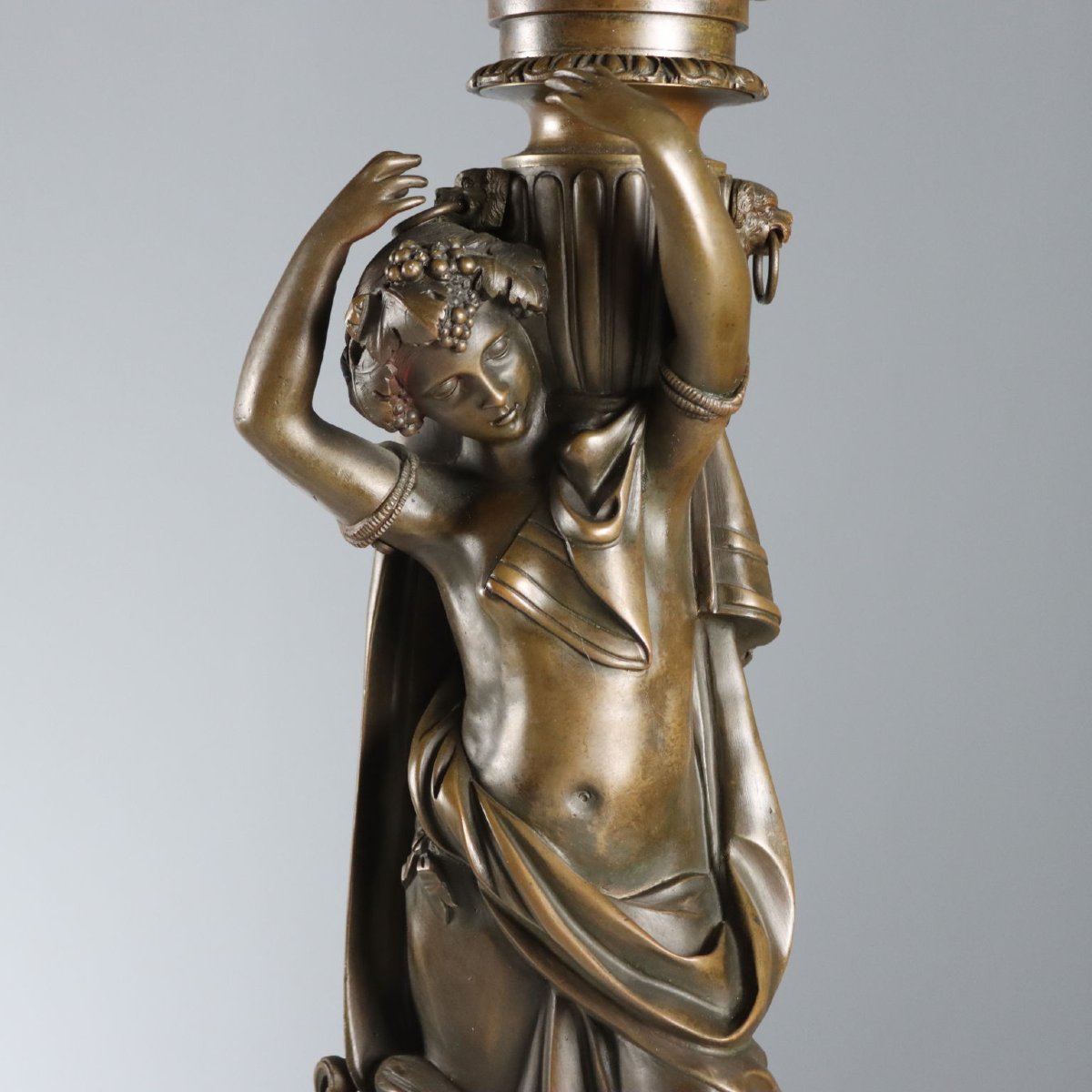 Neoclassical-style Bronze Table Lamps, Italy, Early 20th Century-photo-4