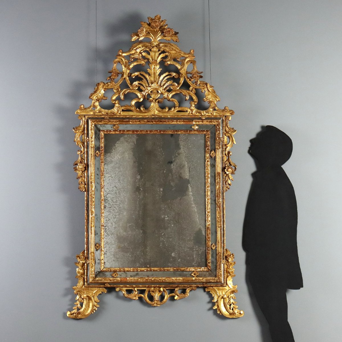 Miroir en Bois de Tilleul Sculpté et Doré - Piémont XVIIIe Siècle-photo-2