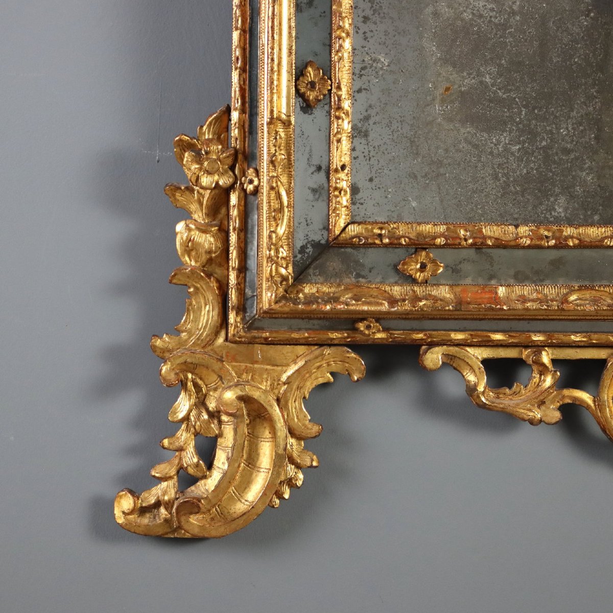 Miroir en Bois de Tilleul Sculpté et Doré - Piémont XVIIIe Siècle-photo-3