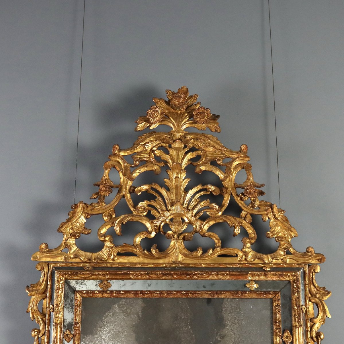 Miroir en Bois de Tilleul Sculpté et Doré - Piémont XVIIIe Siècle-photo-4