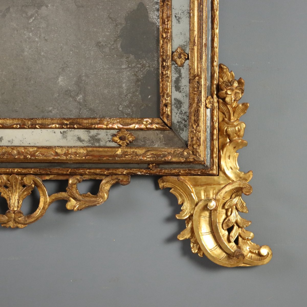 Miroir en Bois de Tilleul Sculpté et Doré - Piémont XVIIIe Siècle-photo-1