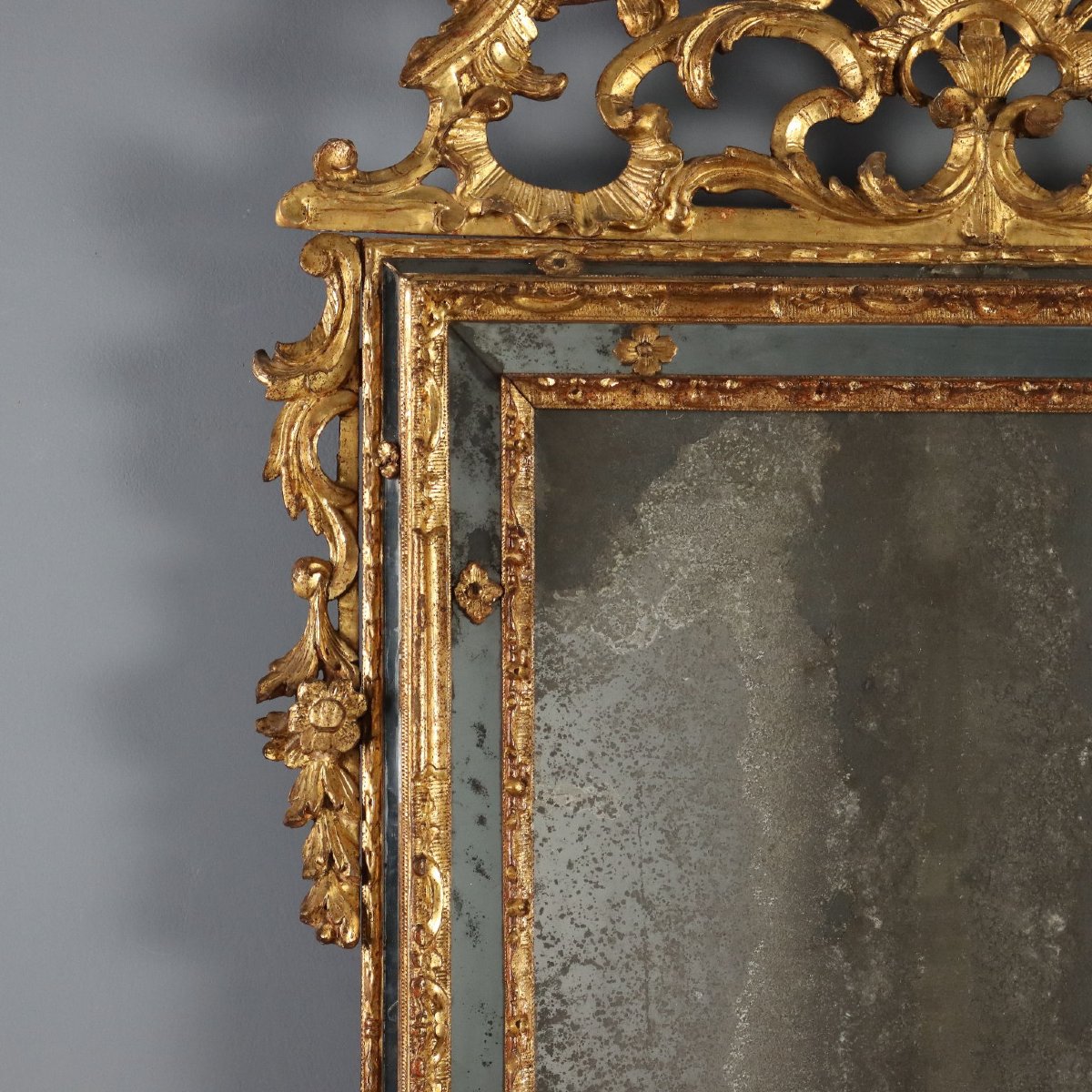 Miroir en Bois de Tilleul Sculpté et Doré - Piémont XVIIIe Siècle-photo-5