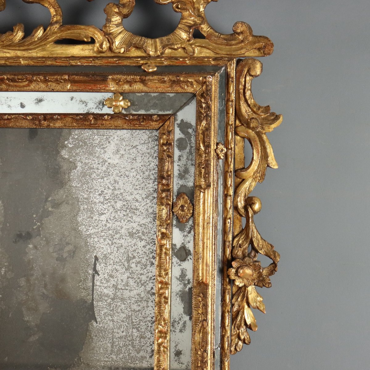 Miroir en Bois de Tilleul Sculpté et Doré - Piémont XVIIIe Siècle-photo-7