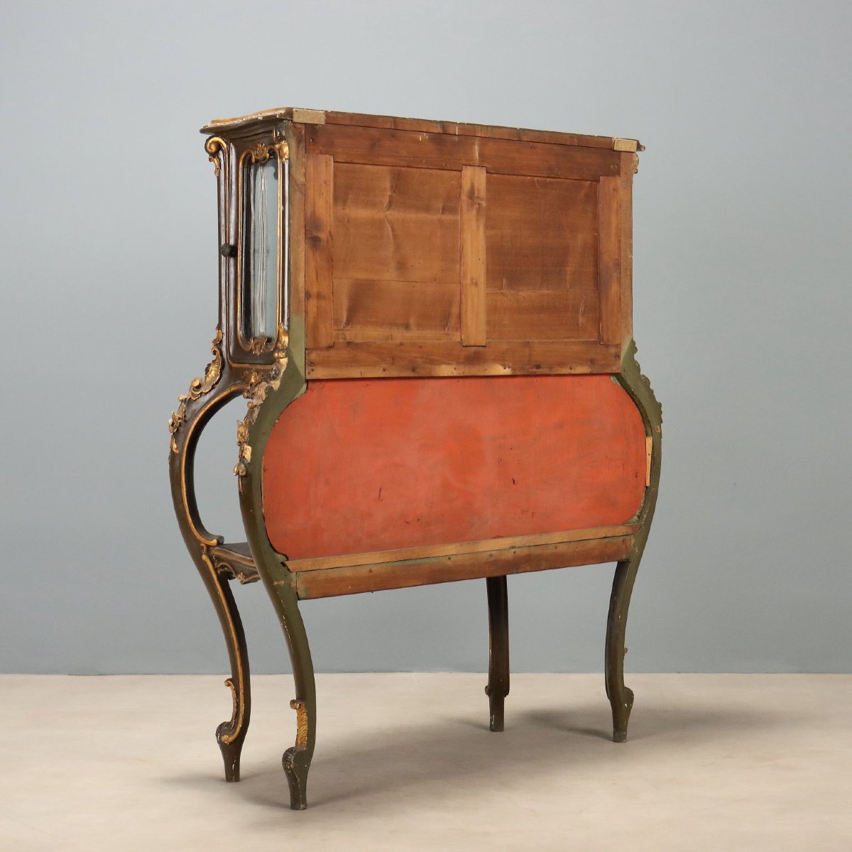 Carved And Lacquered Barocchetto-style Display Cabinet, Italy, Late 19th Century-photo-7