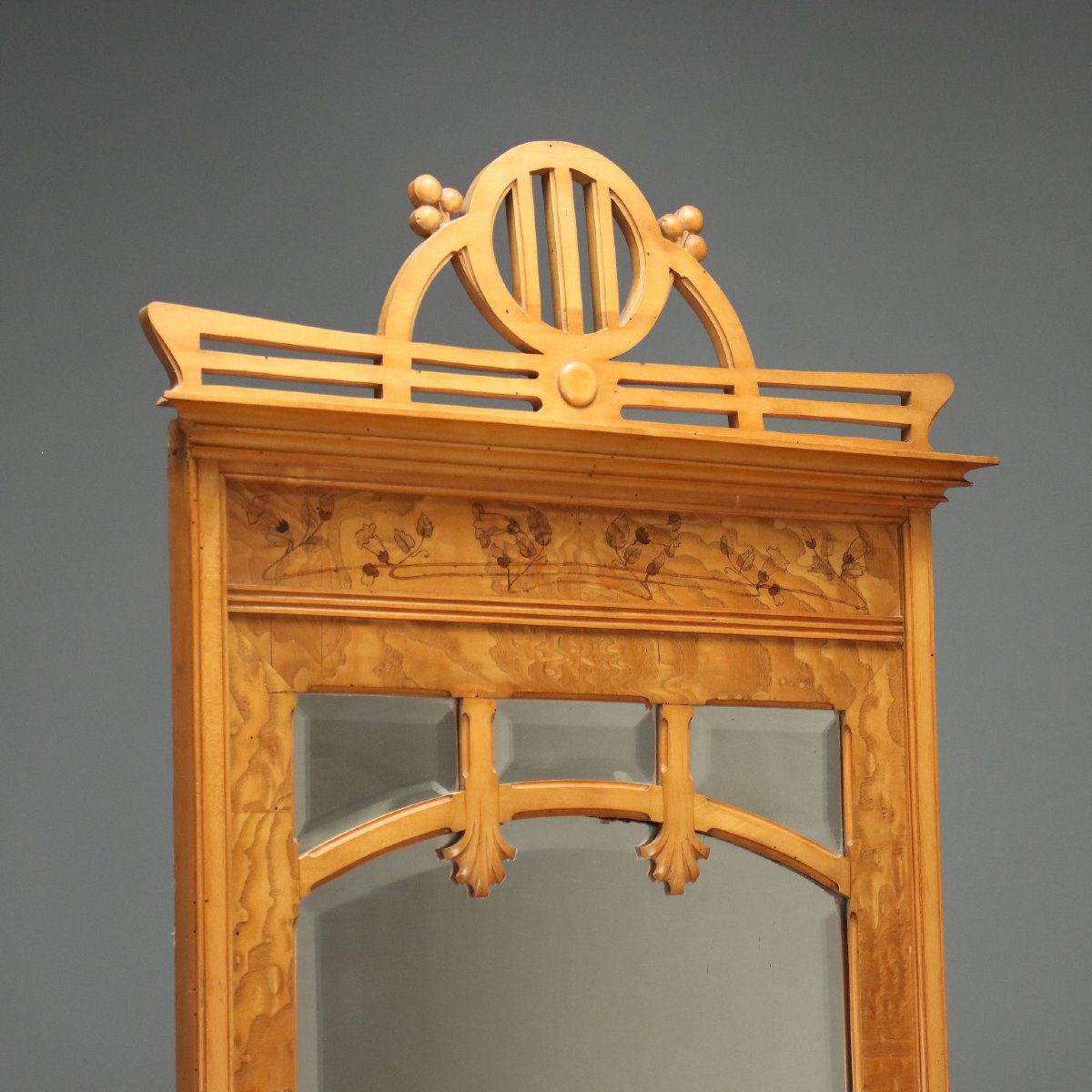 Art Nouveau Sideboard In Ash And Maple With Beveled Mirrors, Italy, Early 20th Century-photo-2