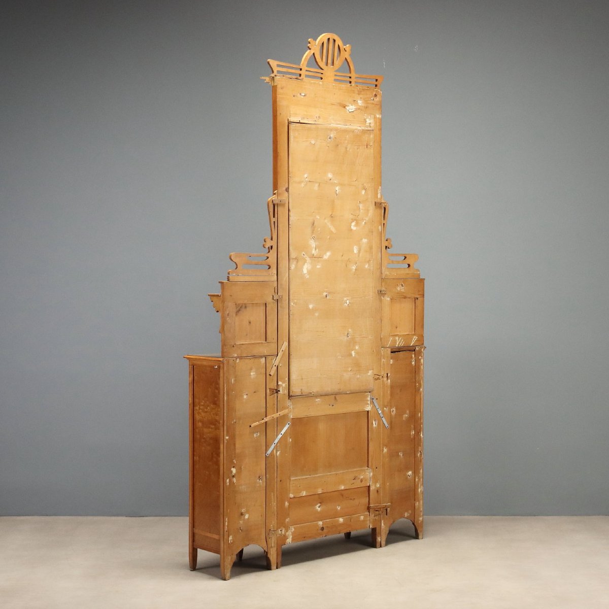 Art Nouveau Sideboard In Ash And Maple With Beveled Mirrors, Italy, Early 20th Century-photo-7