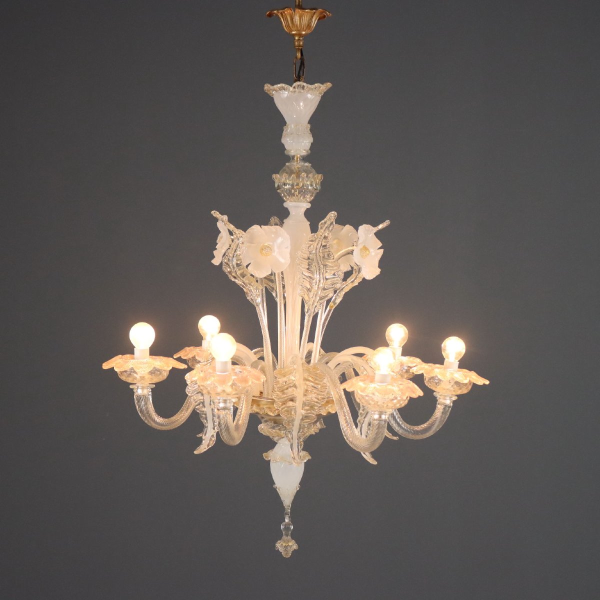 Antique Chandeliers Empire Style Gilded Metal Italy XX Century Originals 
