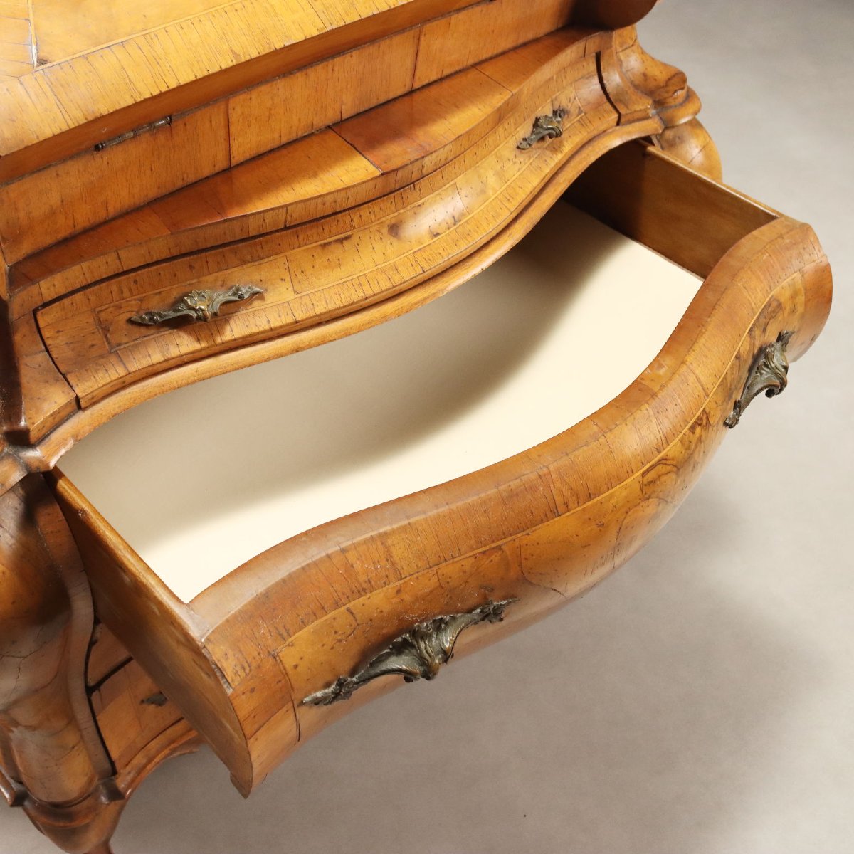 Bureau Ancien Style Baroque Noyer Érable Italie XXe Siècle Original-photo-4