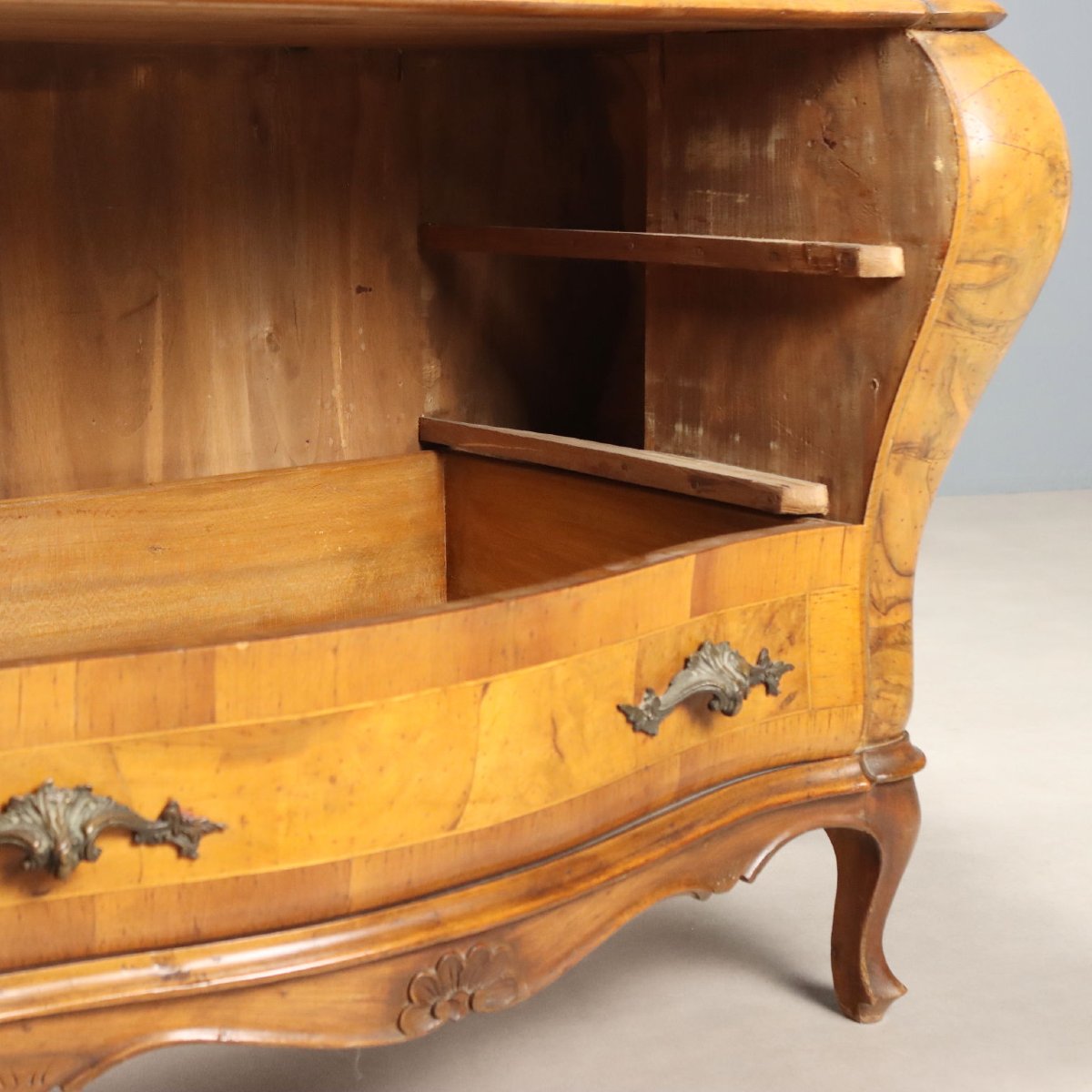 Bureau Ancien Style Baroque Noyer Érable Italie XXe Siècle Original-photo-7
