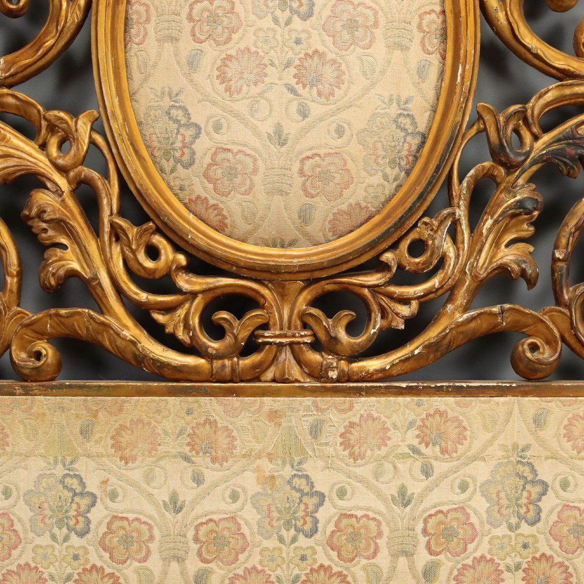 Tête de Lit Double Ancienne Bois Gravé Italie du XIXe Siècle Originale-photo-4