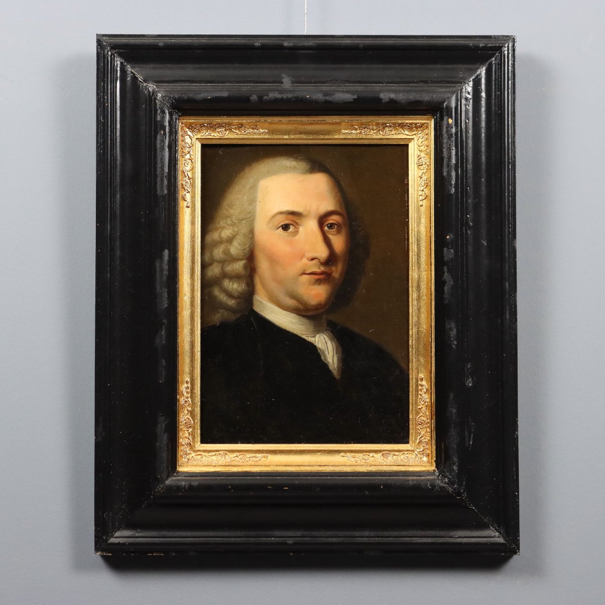 Tableau Ancien Portrait de Petrus Camper Huile sur Panneau '700