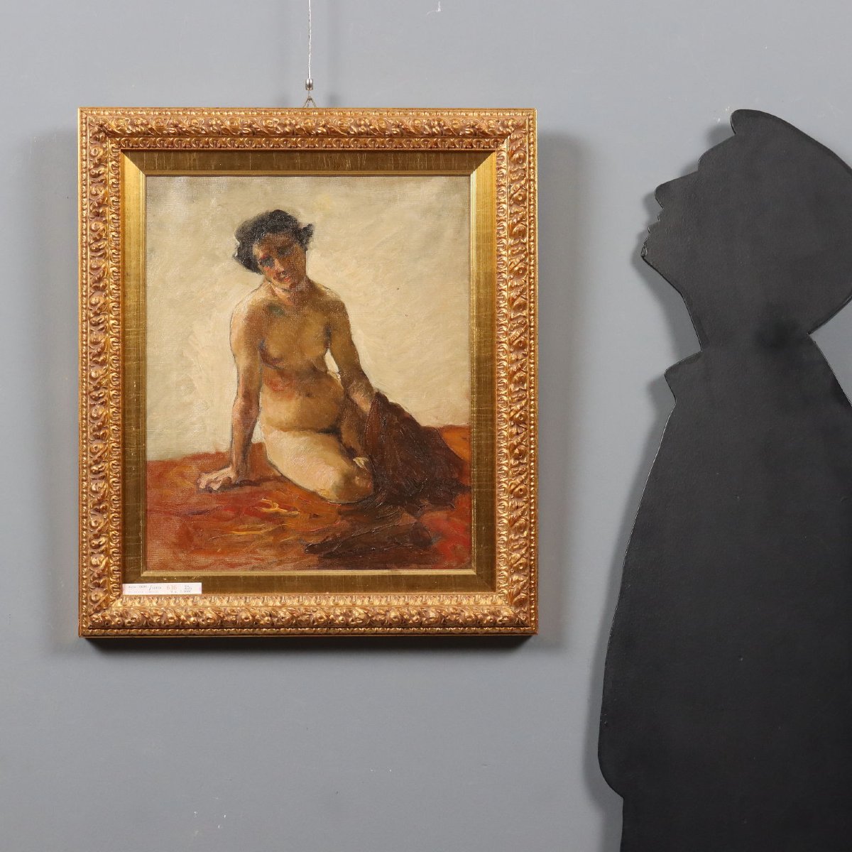 'lorenzo Delleani' Nude Figure Squatting Antique Painting Ca. 1860 Original-photo-2
