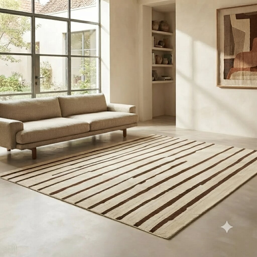 Tapis Rayé Sartori Burano Vintage Laine Fait à la Main 255 x 275 cm Original-photo-2