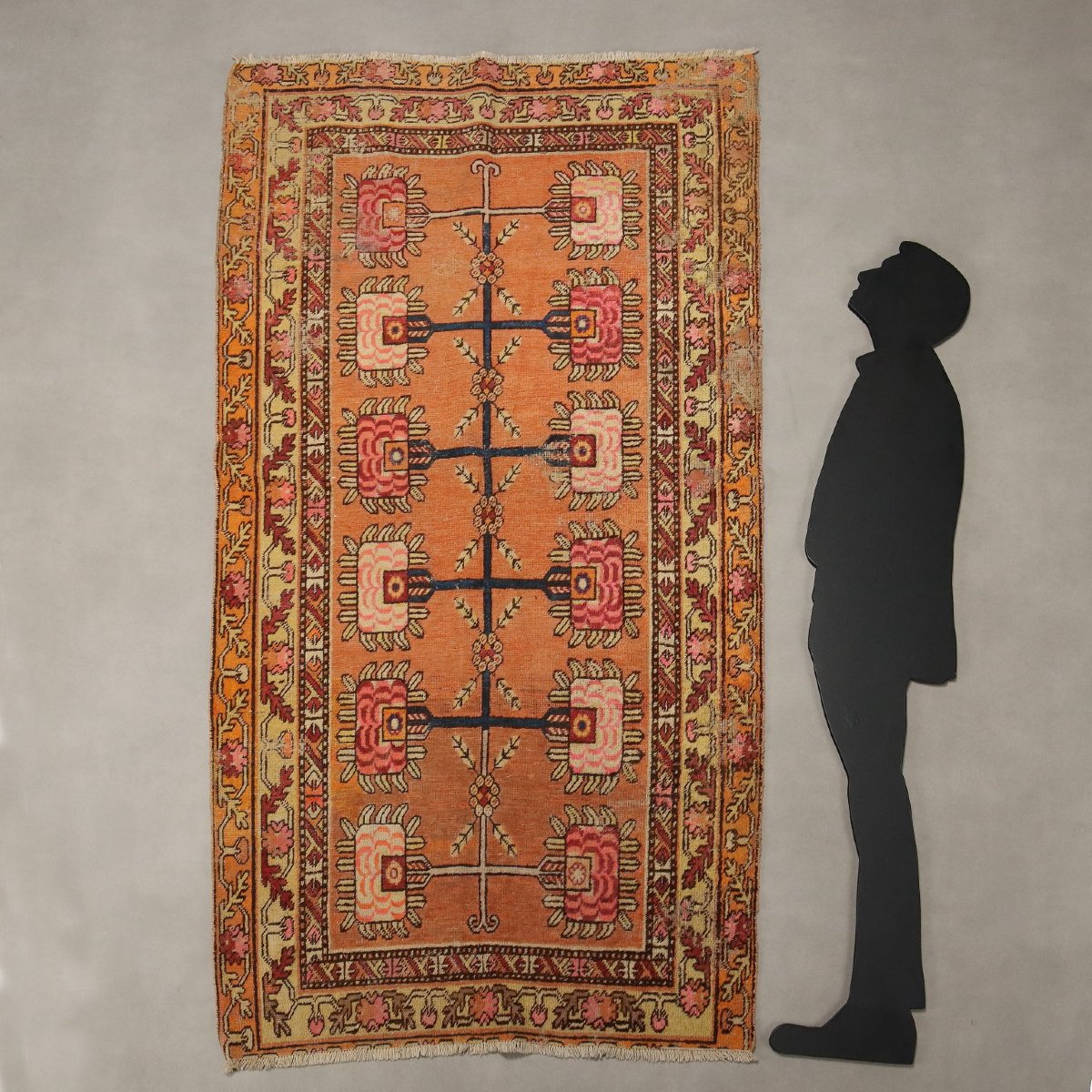 Tapis Kotan Samarkanda Ancien Laine Noeud Gros Fait à la Main Original-photo-2
