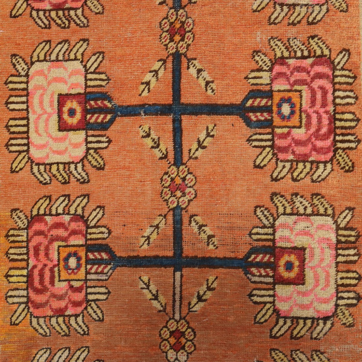 Tapis Kotan Samarkanda Ancien Laine Noeud Gros Fait à la Main Original-photo-4