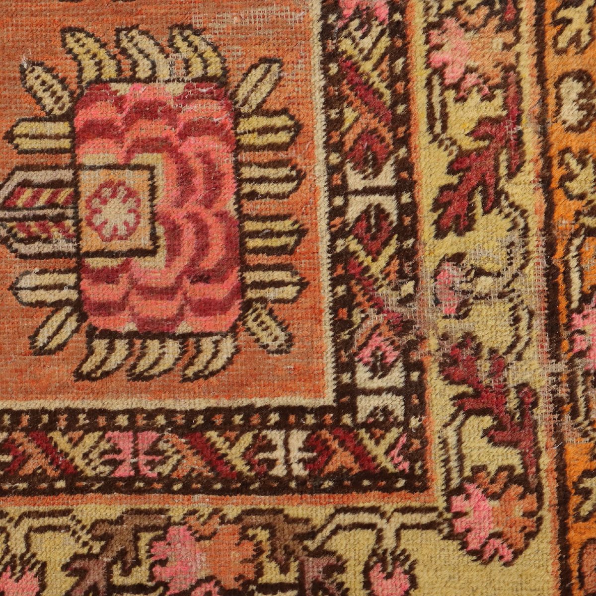 Tapis Kotan Samarkanda Ancien Laine Noeud Gros Fait à la Main Original-photo-1