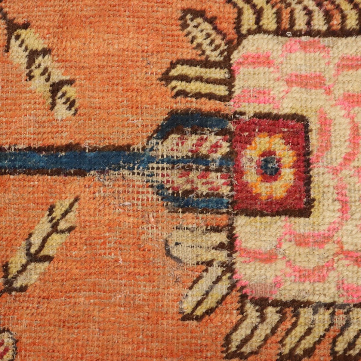 Tapis Kotan Samarkanda Ancien Laine Noeud Gros Fait à la Main Original-photo-2