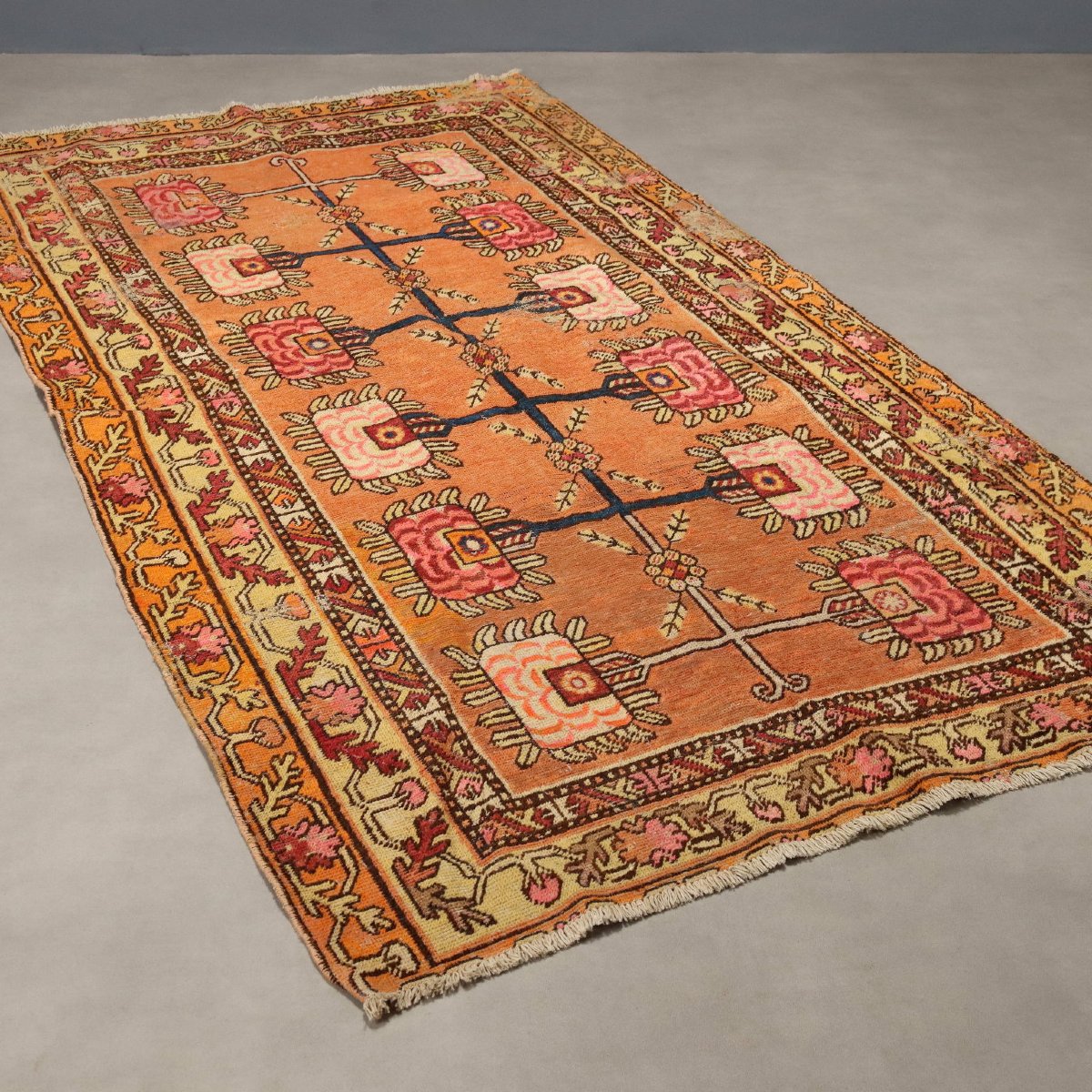Tapis Kotan Samarkanda Ancien Laine Noeud Gros Fait à la Main Original