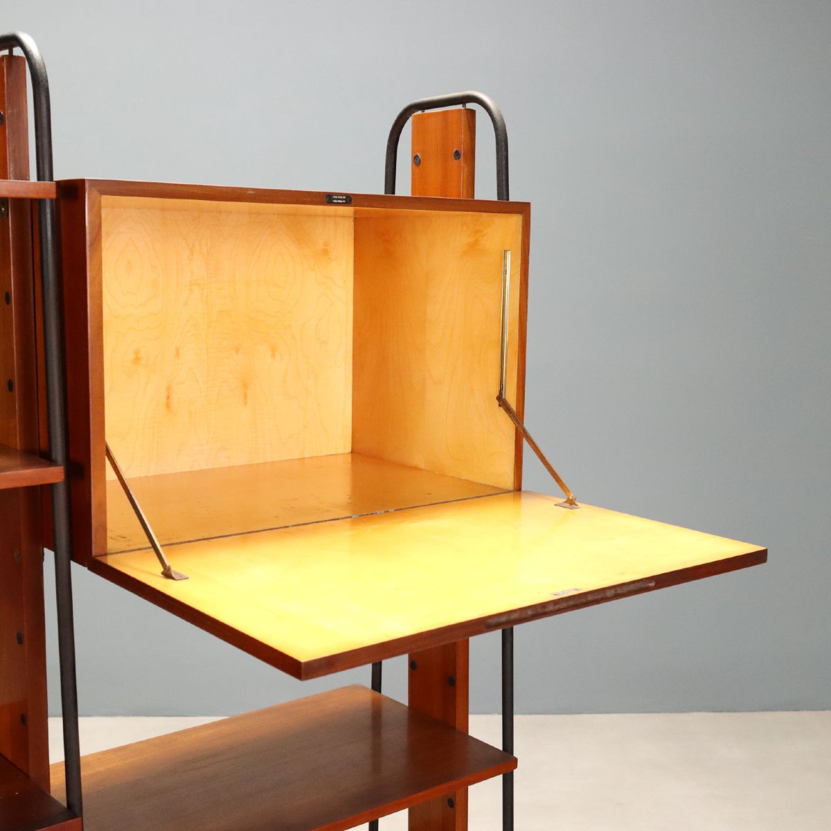 Bibliothèque Vintage Teck Métal Design Italie des Années 1960 Originale-photo-1
